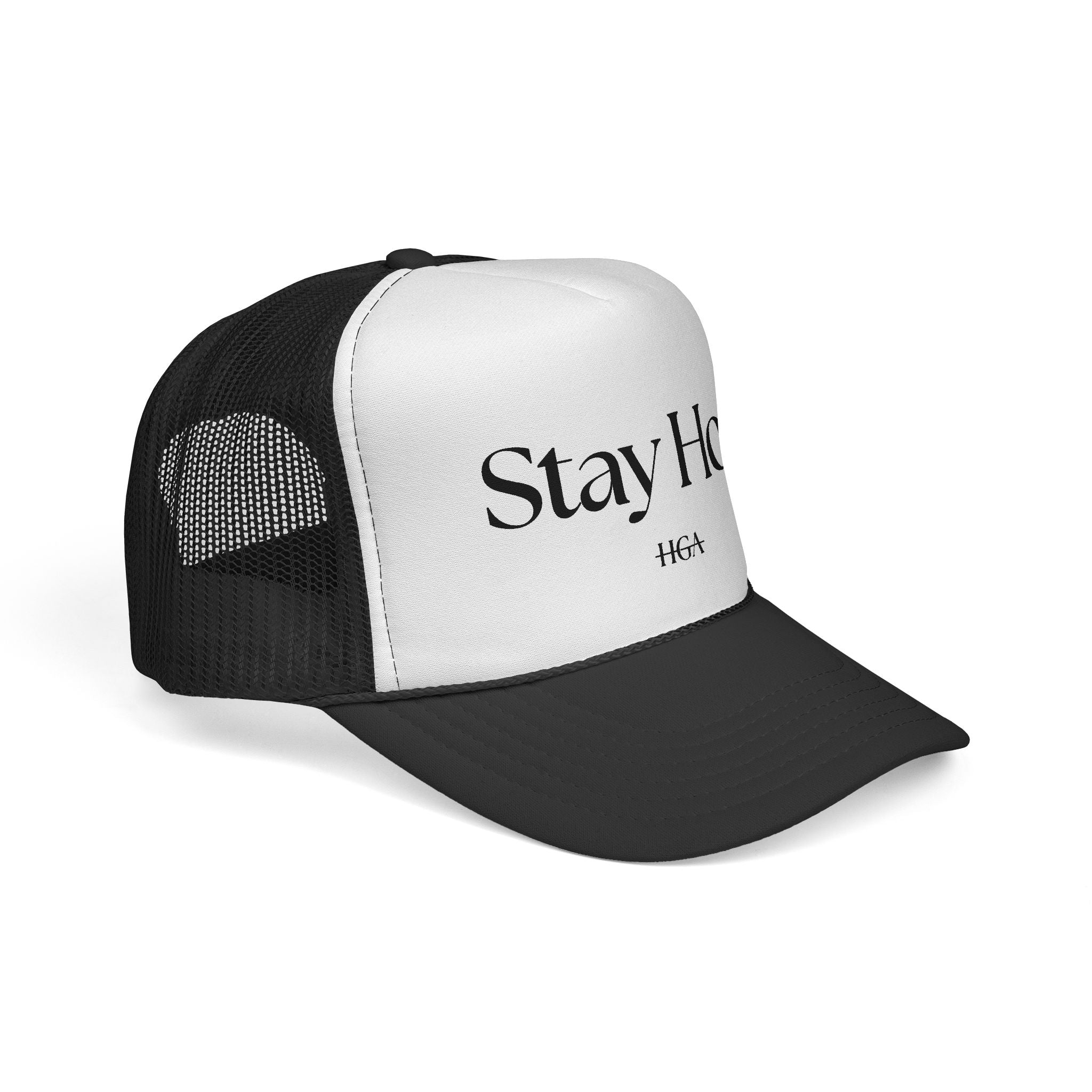 Stay Hot foam trucker hat | lightweight mesh snapback, black & white