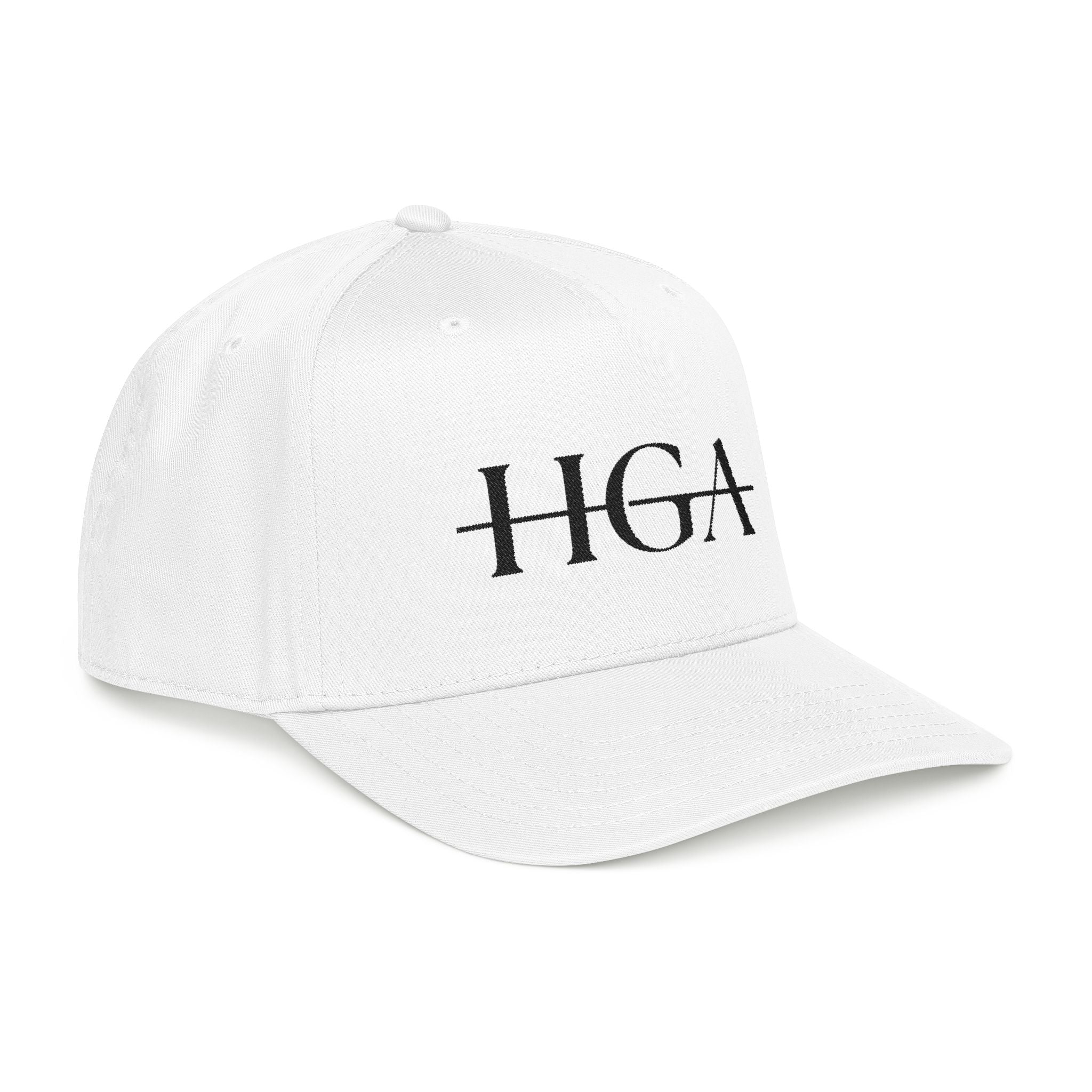 HGA Signature Embroidered Mid Profile Baseball Cap - white with black logo