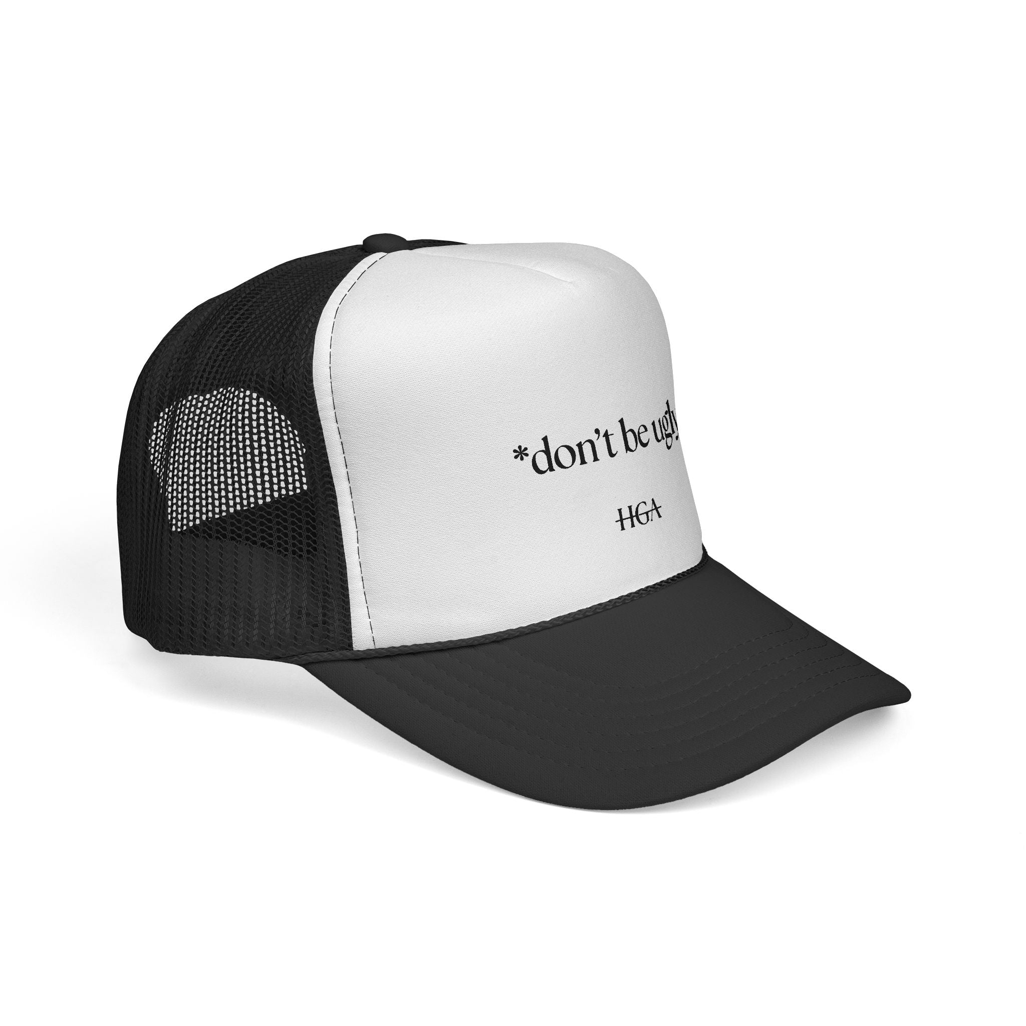 Don’t Be Ugly foam trucker hat | lightweight mesh snapback, black & white