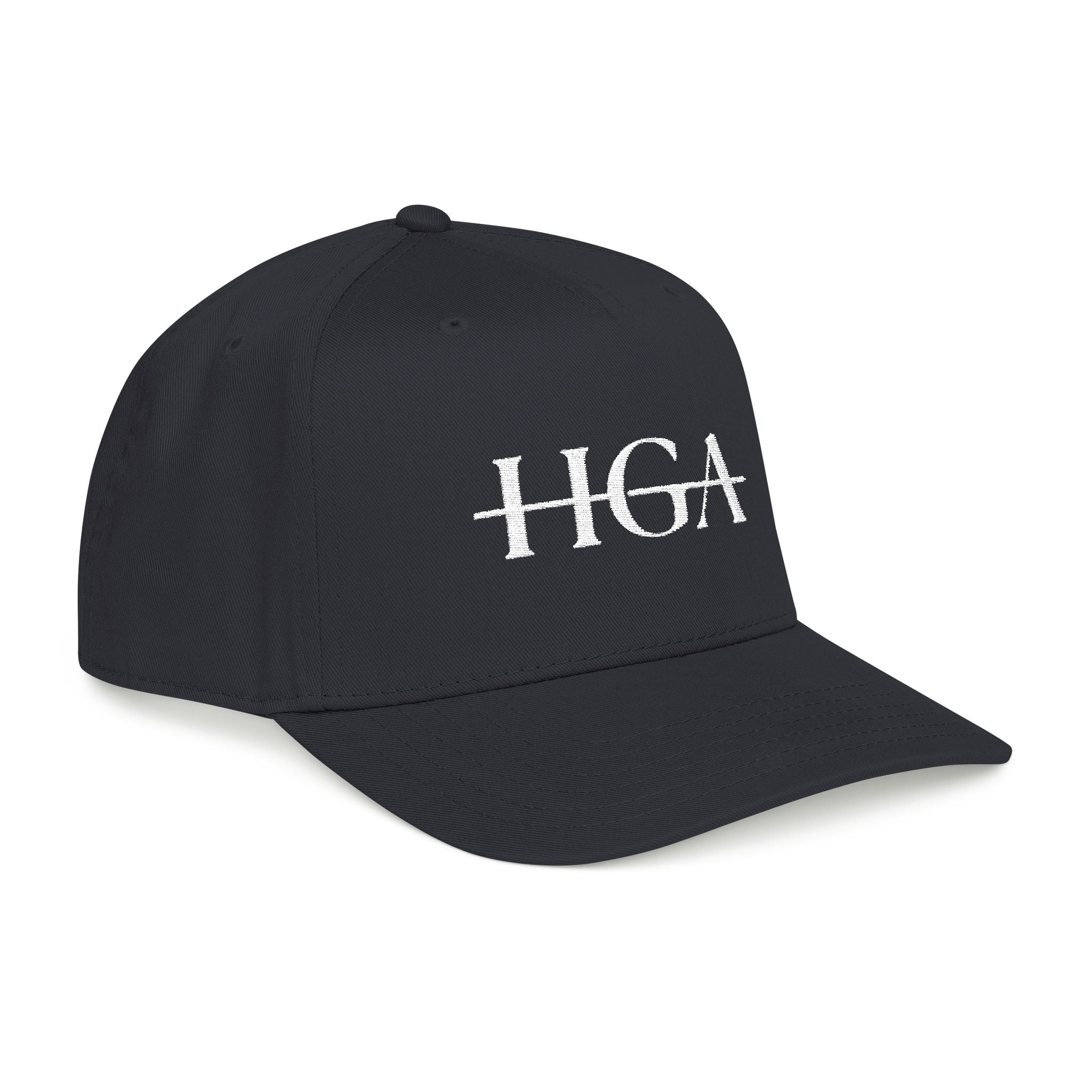 HGA Signature Embroidered Mid Profile Baseball Cap - black with white logo