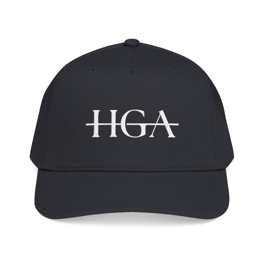 HGA Signature Embroidered Mid Profile Baseball Cap - black with white logo