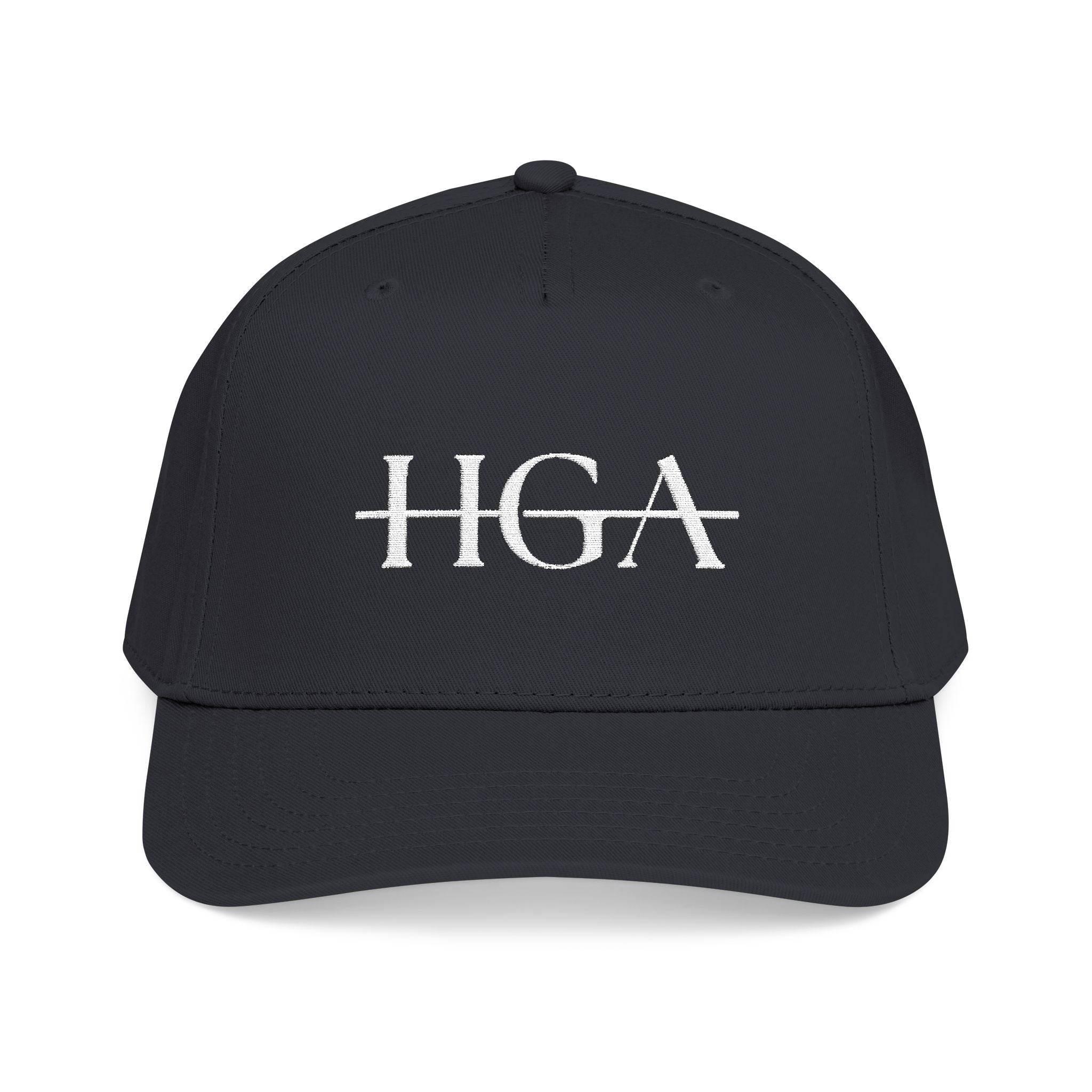 HGA Signature Embroidered Mid Profile Baseball Cap - black with white logo