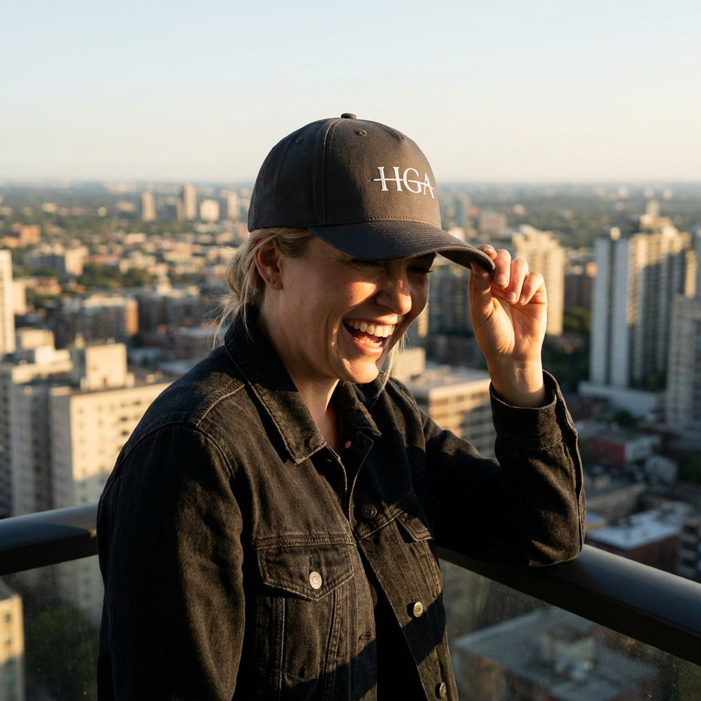 HGA Signature Embroidered Mid Profile Baseball Cap - black with white logo