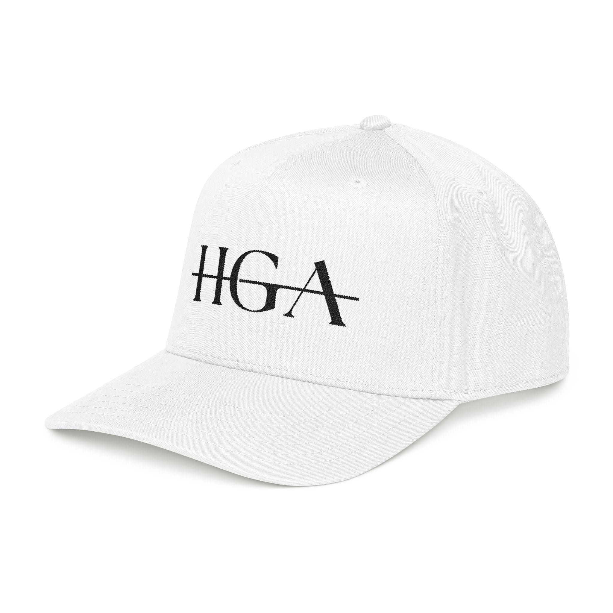 HGA Signature Embroidered Mid Profile Baseball Cap - white with black logo