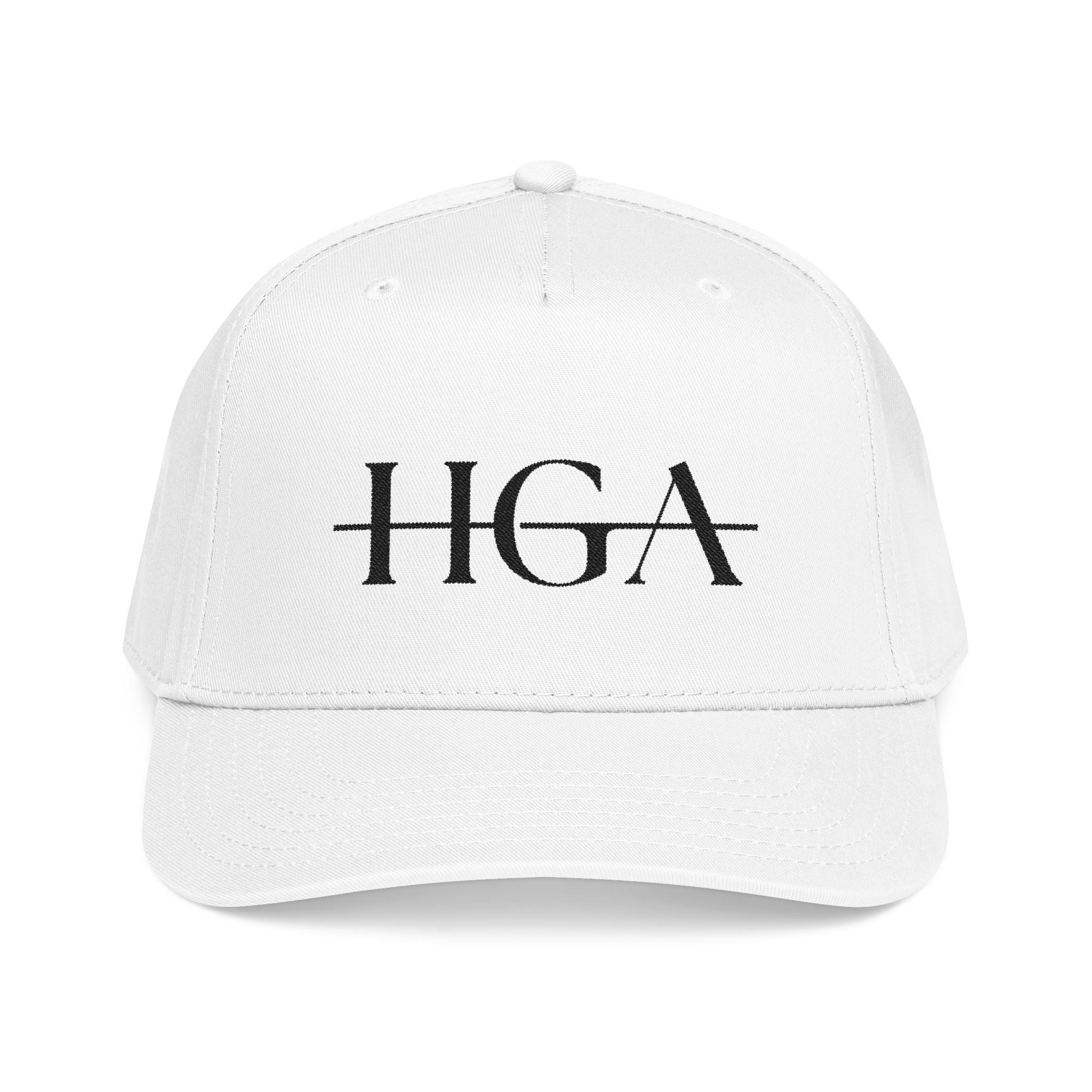 HGA Signature Embroidered Mid Profile Baseball Cap - white with black logo