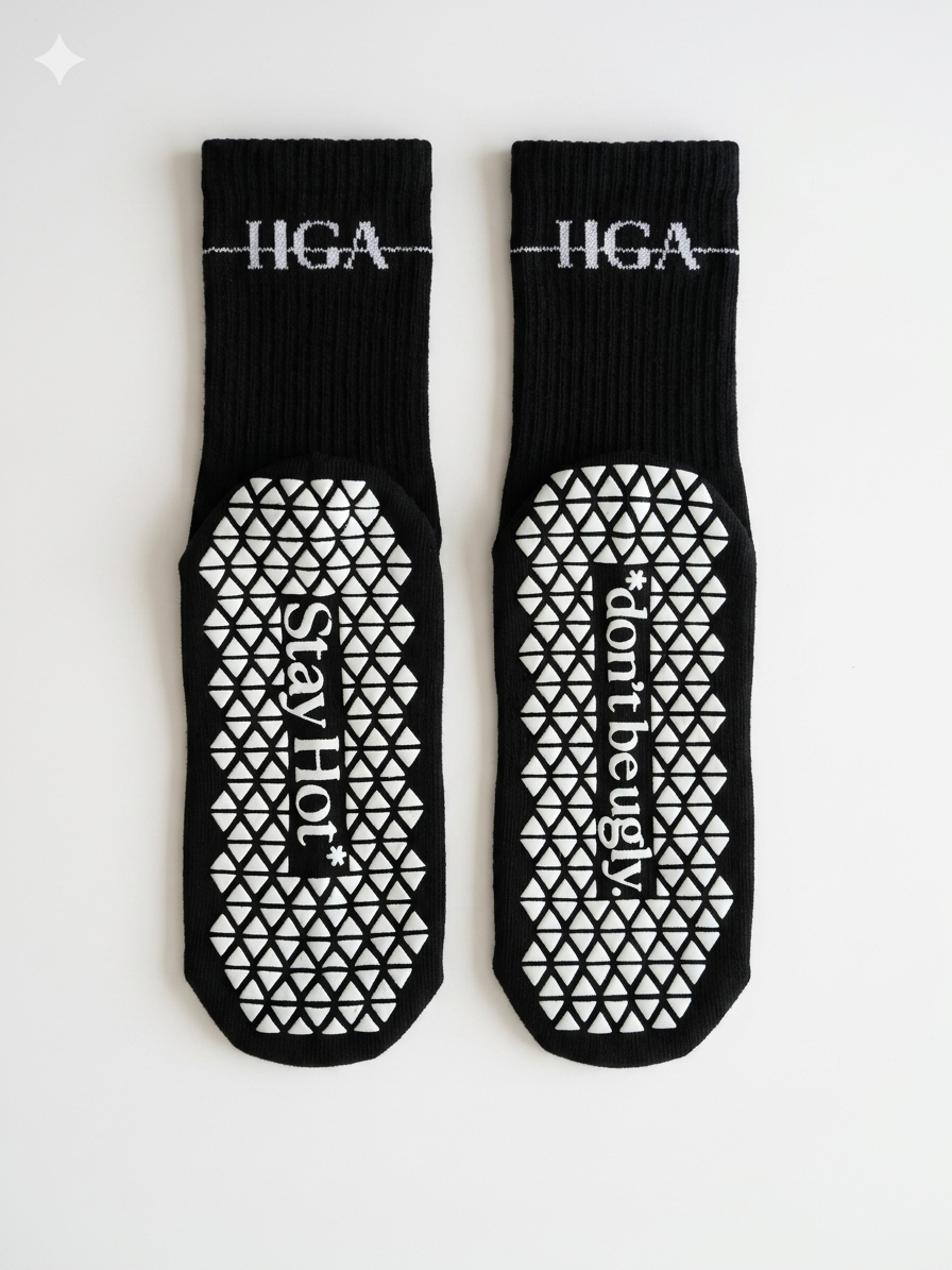 HGA Signature Grip Socks: Stay Hot* / *don't be ugly (BLACK)