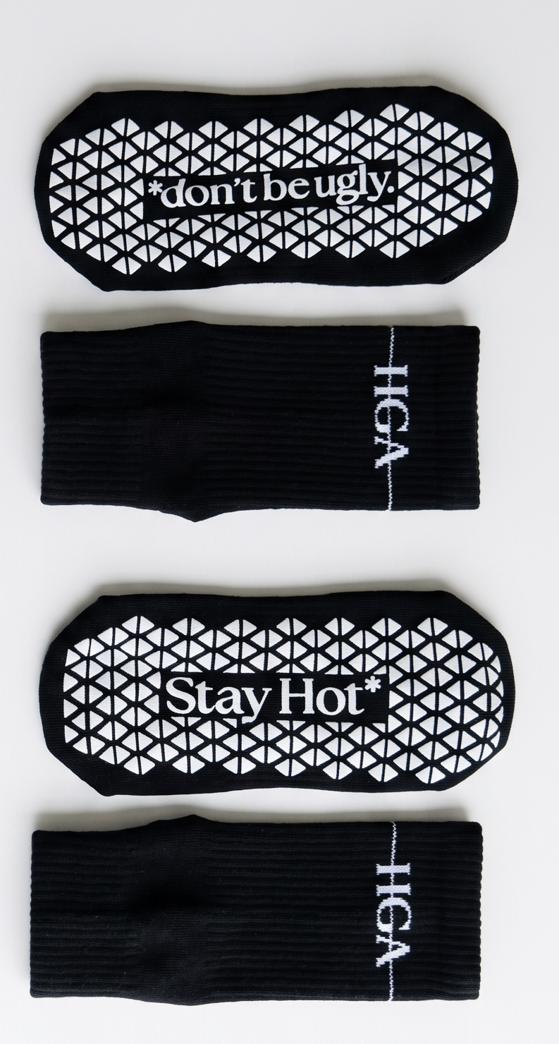 HGA Signature Grip Socks: Stay Hot* / *don't be ugly (BLACK)